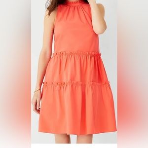 Ann Taylor Petite Ruffle Tiered Dress In Coral